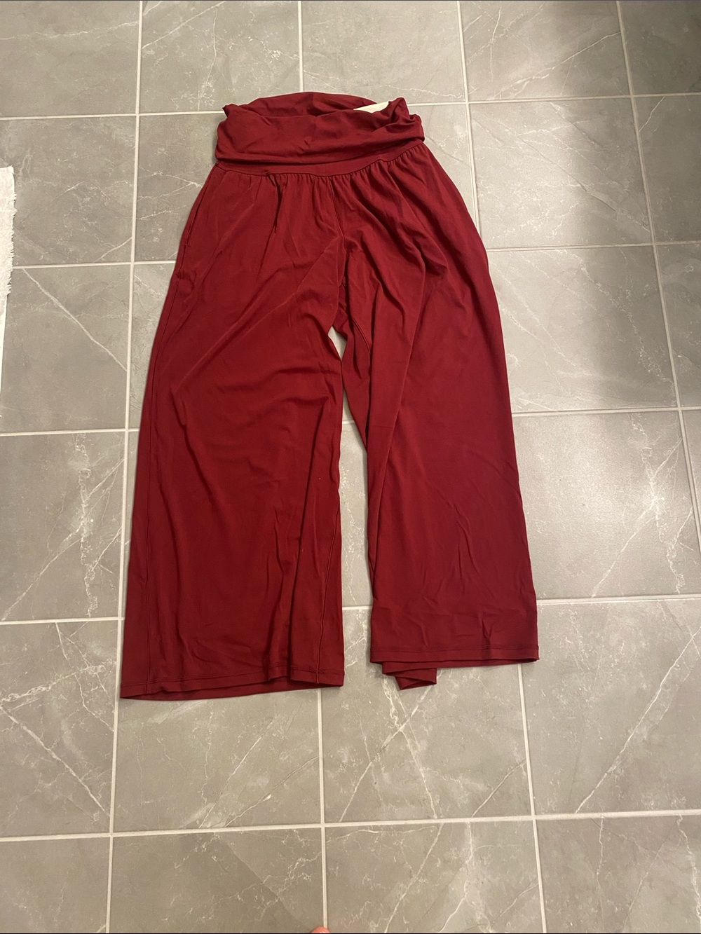 Women's Wide-Leg High-Waist Pants - Burgundy